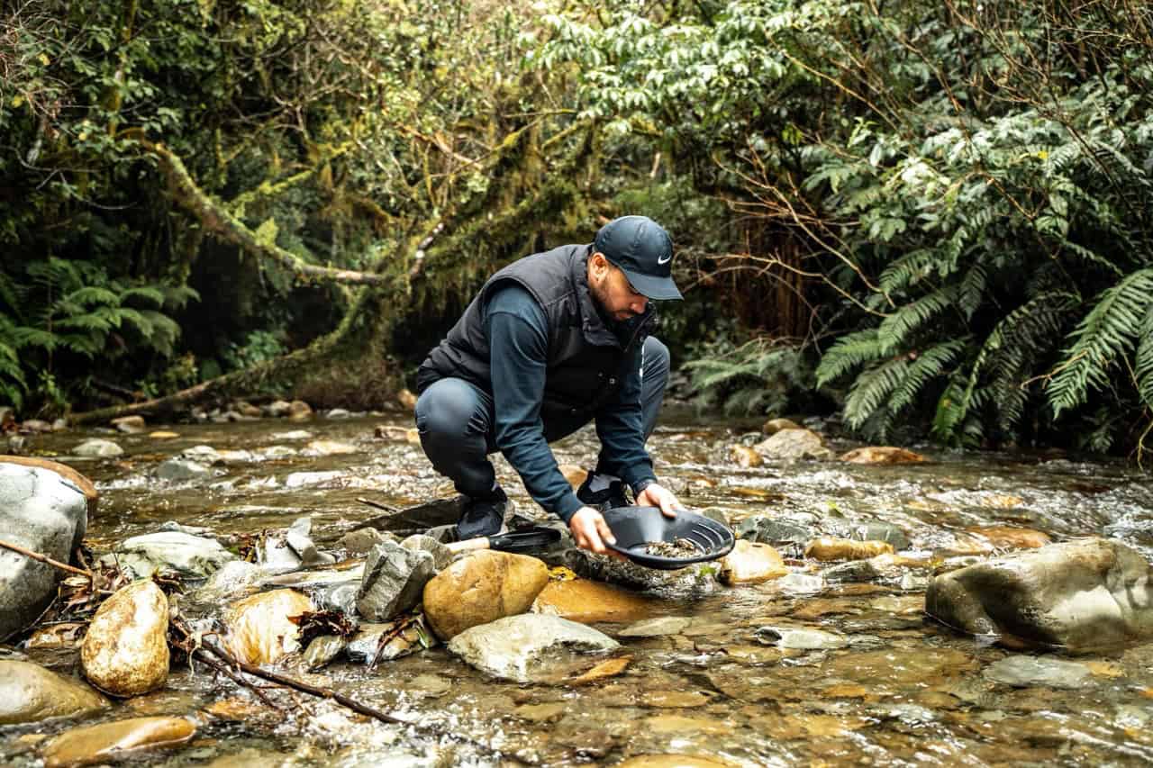 Gold panning in Ross, West Coast, NZ